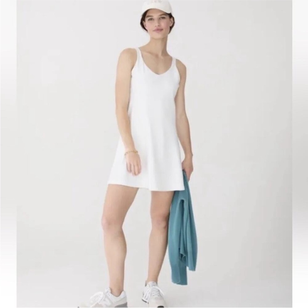 NWT J.Crew Active White CloudStretch Side Slit Sports Mini Tennis Dress Medium